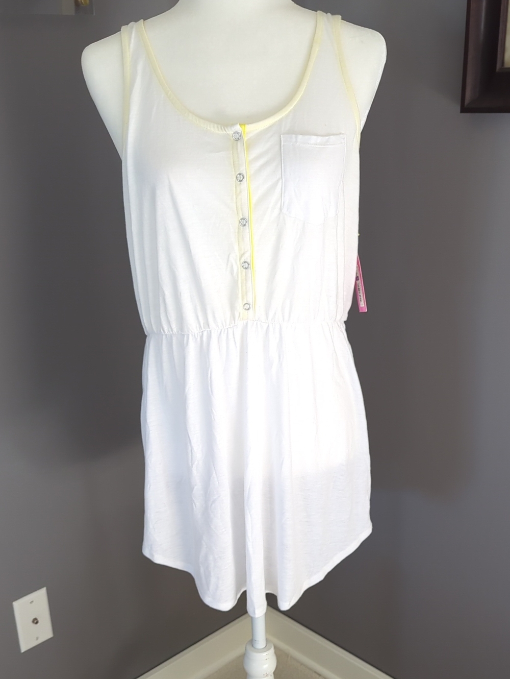3 For $30. Xhilaration White Racerback Style Coverup with Yellow Trim